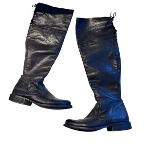 Steve Madden Omega Black Leather OTK Lace Boots S 9